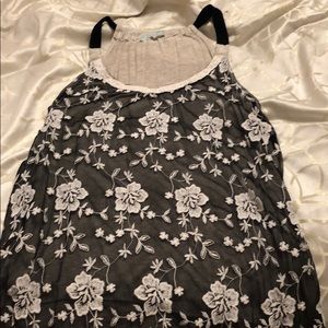 Maurices Black and Gray Floral Tank